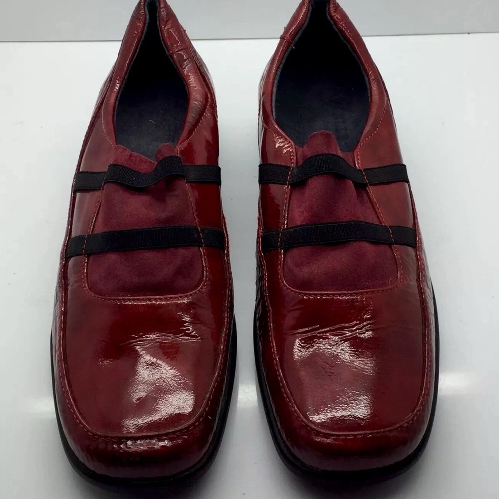 ROMU'S Red Patent Leather Slip On Elastic Comfort Walking Shoes US 5.5 EU 36